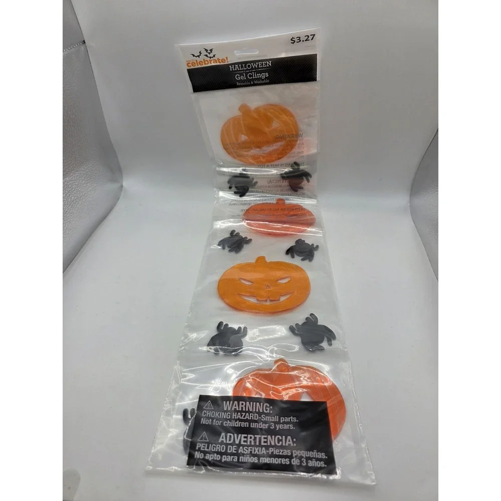 Gel Window Cling Halloween Spiders Pumpkins